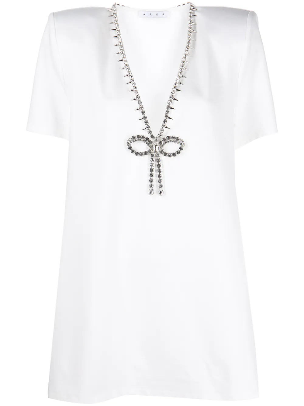 crystal bow V-neck T-shirt dress | Farfetch Global