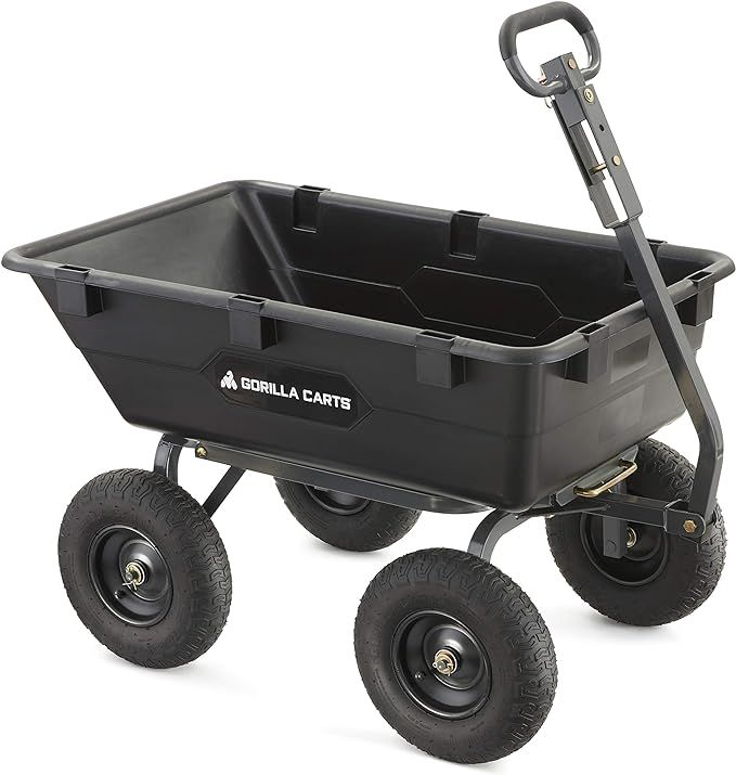 Gorilla Carts Heavy-Duty Poly Yard Dump Cart | 2-In-1 Convertible Handle, 1200 lbs capacity | GOR... | Amazon (US)