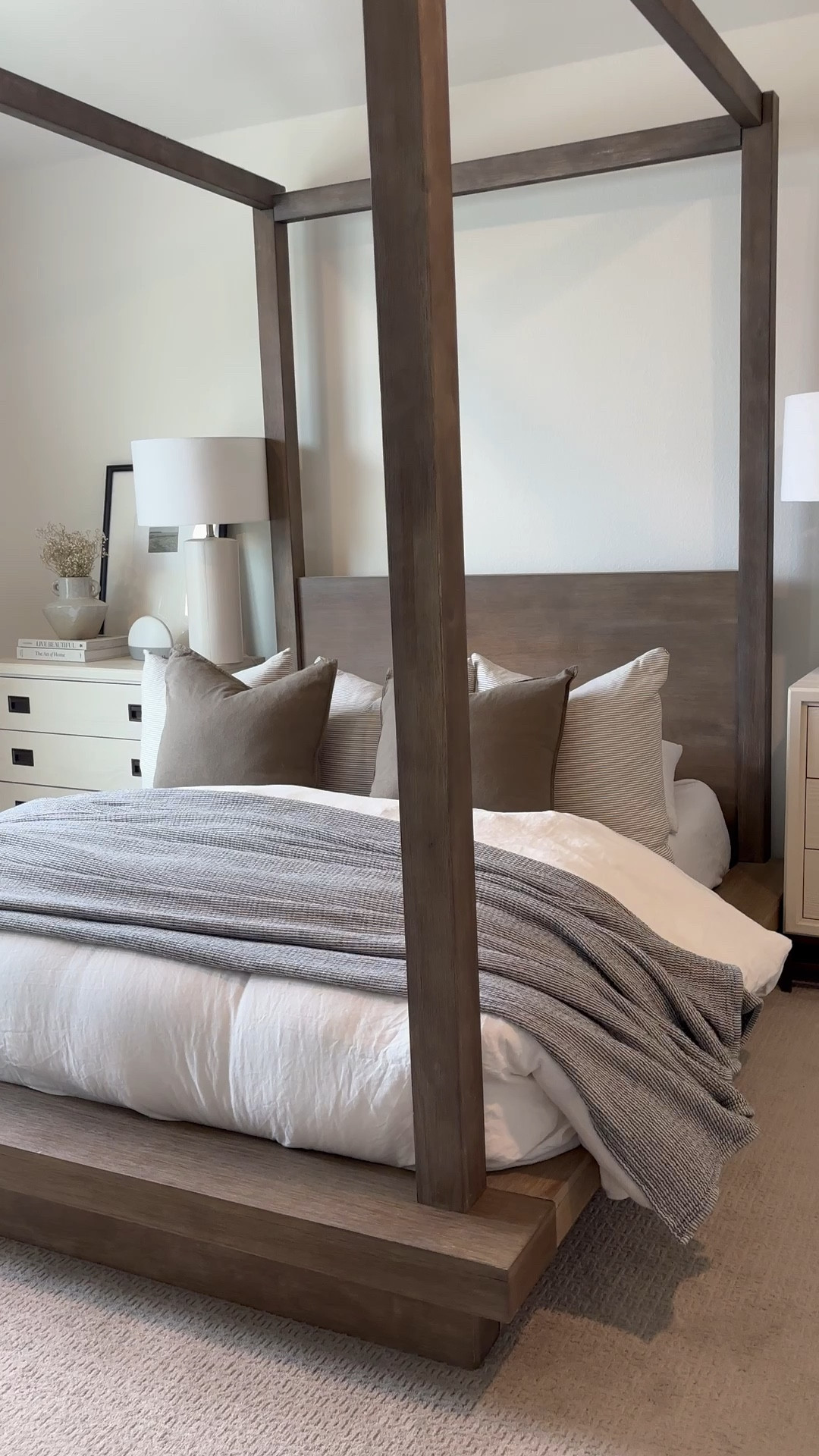 Sharing all about bed making techniques that help your bed stay looking and feeling fluffy! Linking everything I mentioned. The striped pillows are not able to be linked, but are from Living Spaces. Same with the nightstands. They have been discontinued! 

#LTKdayinmylife #LTKHome #LTKSeasonal