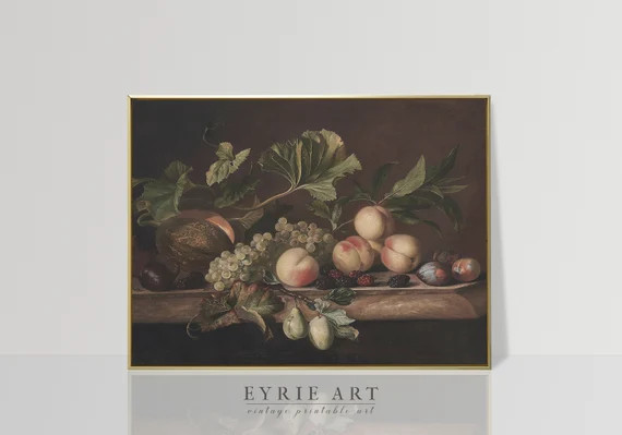 Still Life Fruit Painting Vintage Kitchen Print Rustic - Etsy | Etsy (US)