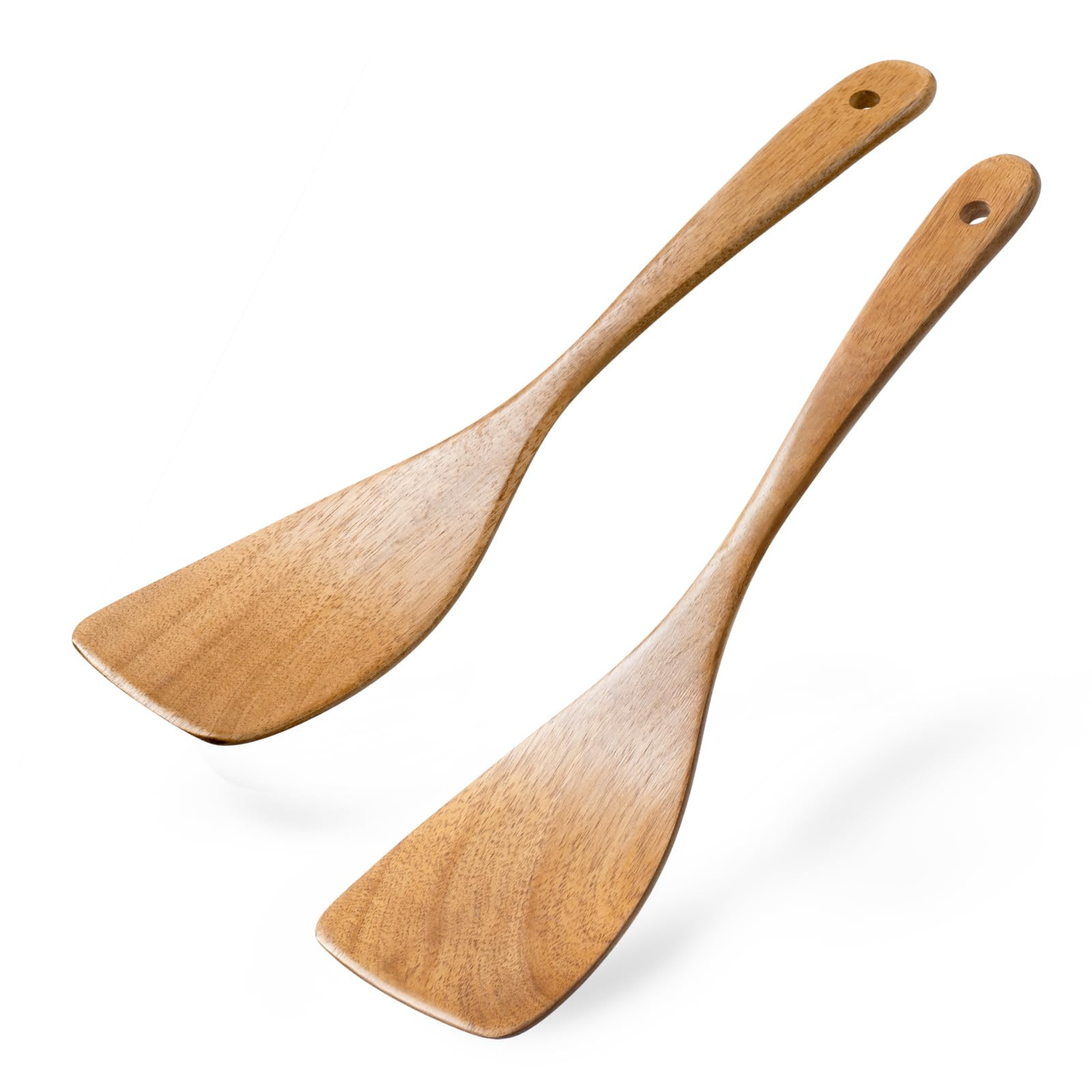 2Pcs Curved Wooden Spatula for Cooking, 12.5inch Wood Turner for Frying, Non-Scratch Wood Flat Sp... | Amazon (US)