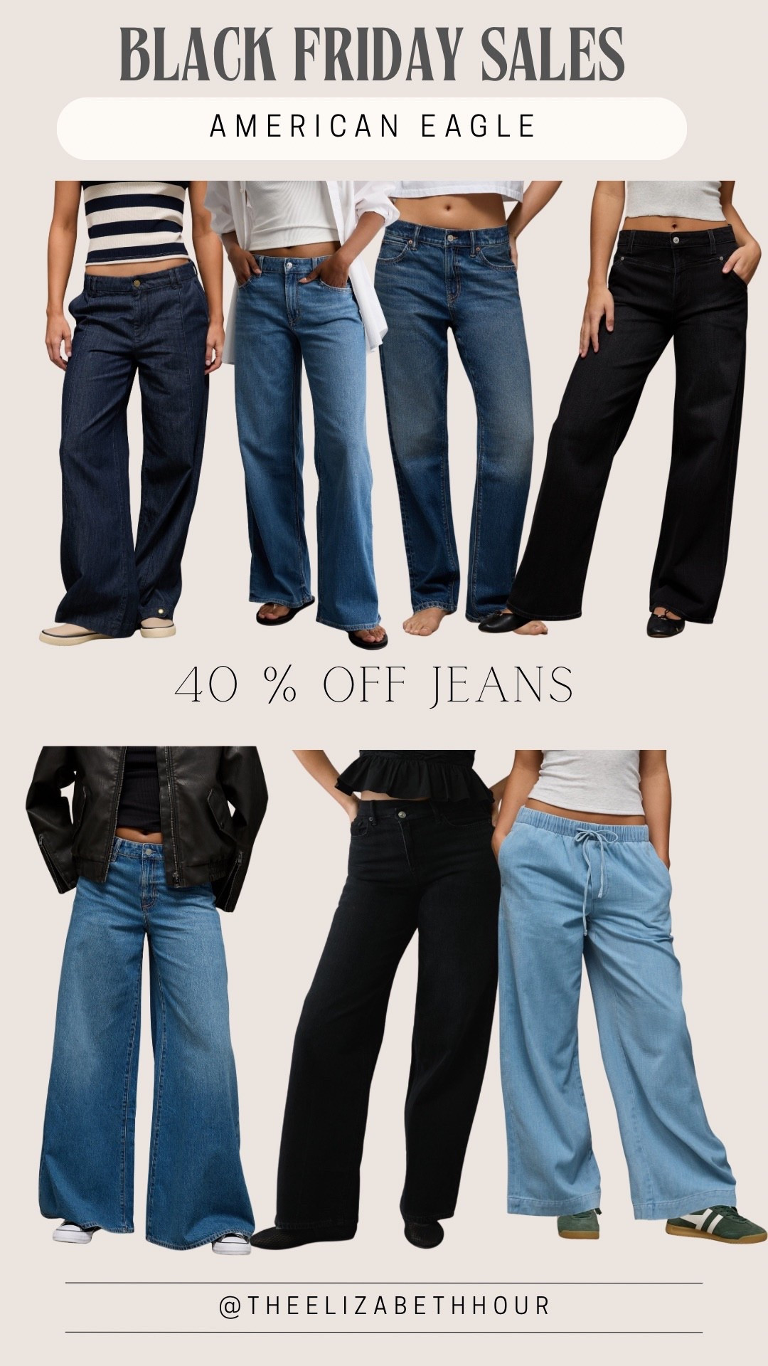 40 % off jeans at American Eagle is a DEAL. 




Cyber week, Black Friday sales, Christmas sales, holiday sales, shopping, jeans on sale, gifts for her, gift ideas, 

#LTKSaleAlert #LTKCyberWeek #LTKGiftGuide