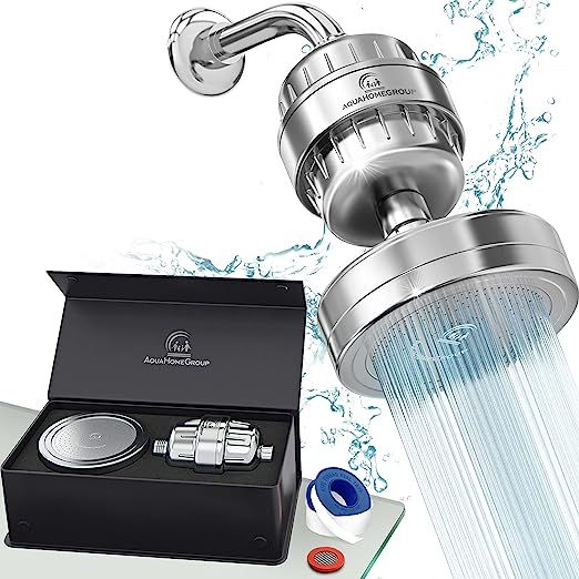 AquaHomeGroup Luxury Filtered Shower Head Set 15 Stage Shower Filter for Hard Water Removes Chlor... | Amazon (US)
