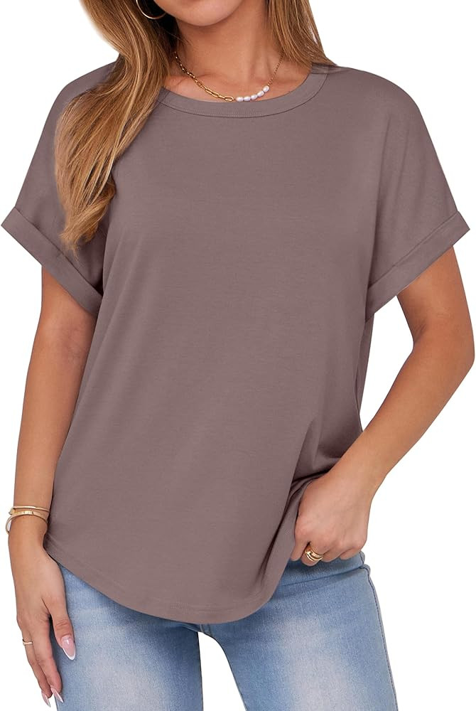 ANRABESS Womens Tops Oversized Short Sleeve T Shirts Summer Casual Solid Basic Tee Shirts 2025 Sp... | Amazon (US)