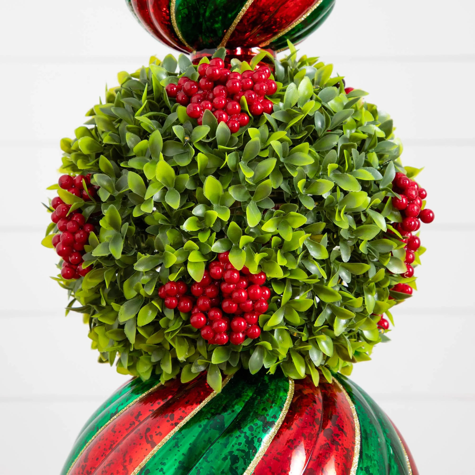 Nearly Natural 3ft. Pre-Lit Artificial Christmas Ornament Boxwood Topiary Tree with 70 Warm White... | Walmart (US)