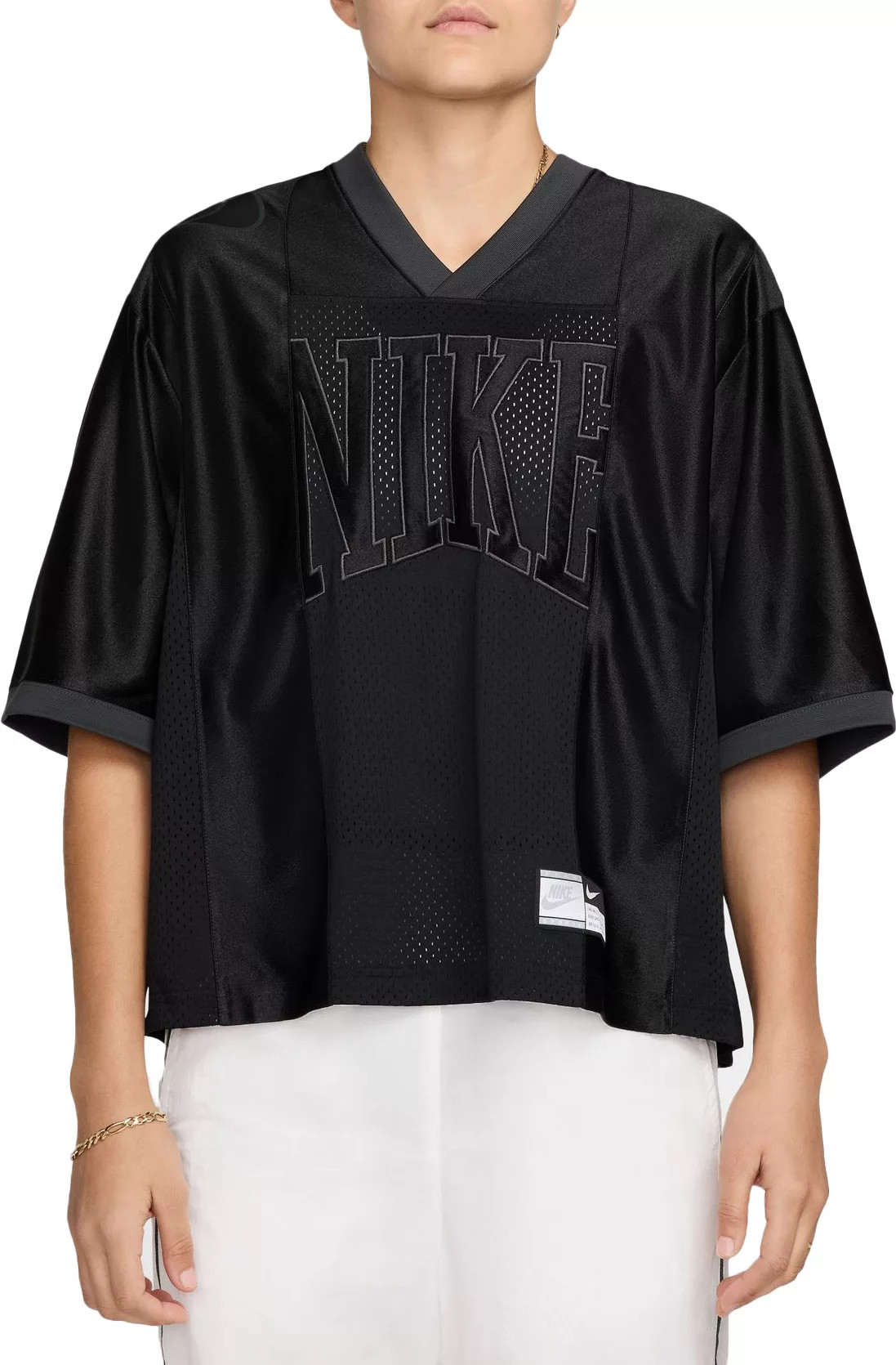 Nike Women's Sportswear Street Oversized Short-Sleeve Graphic Jersey, Large, Black/Anthracite | DICK'S Sporting Goods