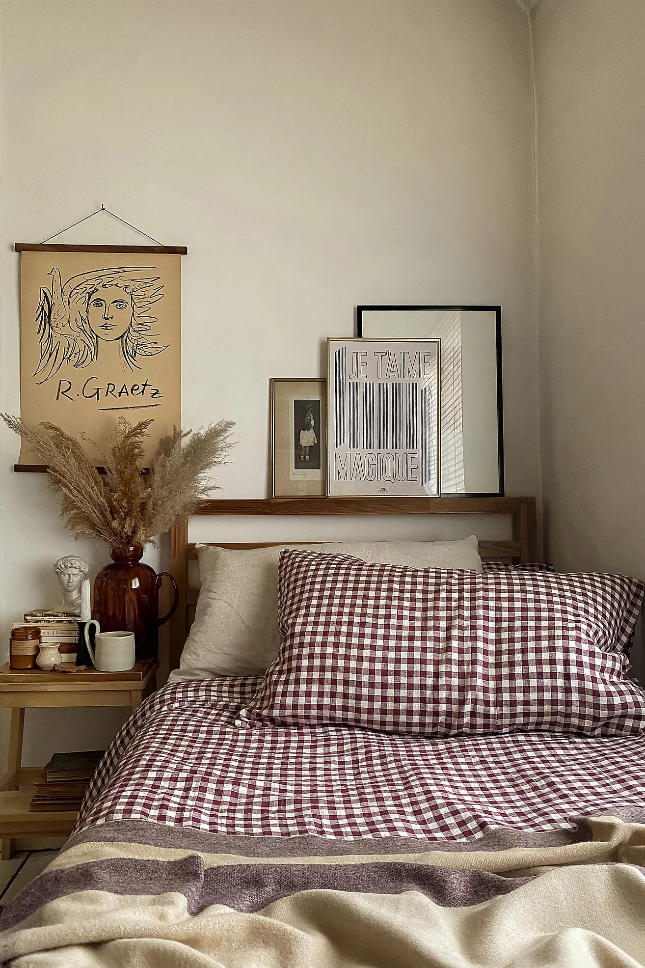 Piglet In Bed Berry Gingham Linen Pillowcase, Set of 2 | Anthropologie (UK)