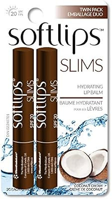 Softlips SLIMS Hydrating Lip Balm Coconut Cream Twin Pack, SPF20, Vitamin E, (2g x 2) | Amazon (CA)