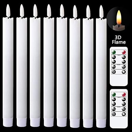 Flameless Taper Candles Flickering Battery Operated, 3D Wick Warm Light Electric Candles with 10-Key | Amazon (US)
