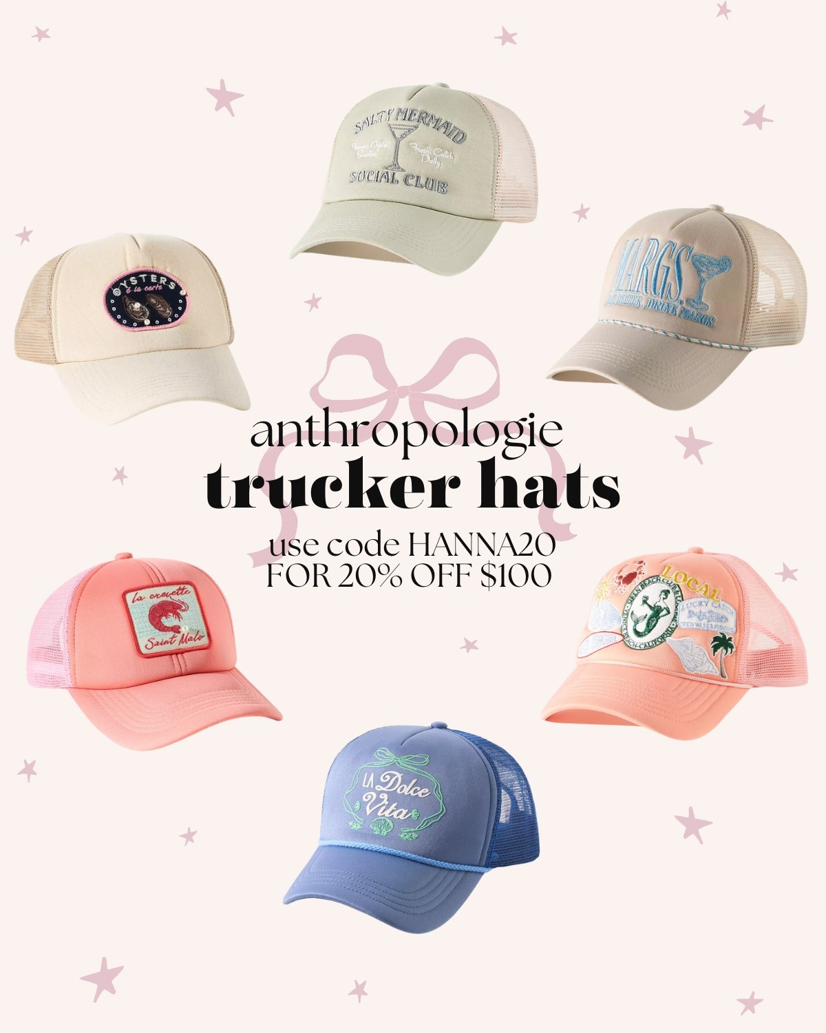 Love these Trucker Hats! Use my code HANNA20 for 20% off $100+ on Anthropologie 

#LTKGiftGuide #LTKSeasonal #LTKFindsUnder50