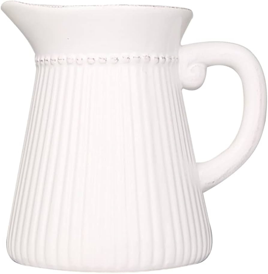 Amosfun Ceramic Pitcher Vase Flower Pot with Handle White Decorative Vase Water Pitcher Porcelain... | Amazon (US)