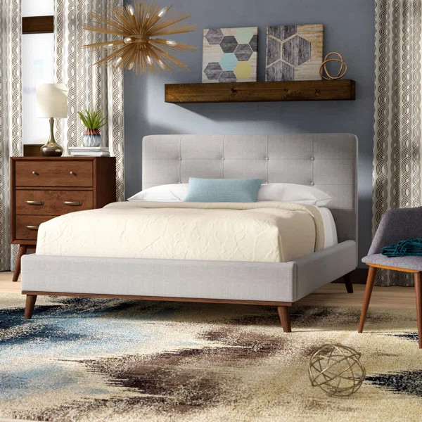 King Grayish Beige Jeterson Upholstered Platform Bed | Wayfair North America
