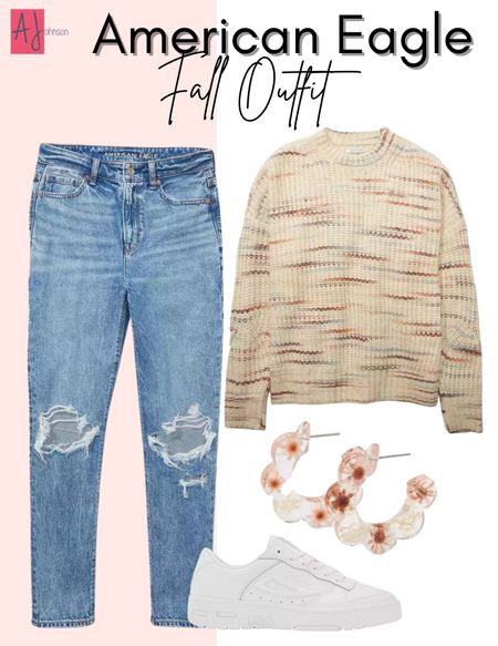 This American eagle outfit is perfect for fall.  Fall fashion trends are simple with these distressed denim jeans are perfect paired with white sneakers for a casual outfit or a date outfit.

#LTKunder100 #LTKstyletip #LTKSeasonal