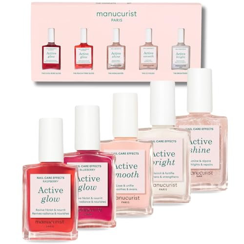 Manucurist Rainbow Active™ Jelly Gel Nail Polish Set - No Lamp - 5 Treatment Nail Polish : Glow Raspberry, Glow Blueberry, Shine, Smooth, Bright - Nail Care Gifts for Women - Beauty Gifts for Women | Amazon (US)