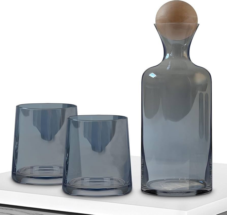 Luuu Design Copenhagen Bedside Water Carafe and Glass Set – Grey Smoke Bedside Water Carafe –... | Amazon (US)