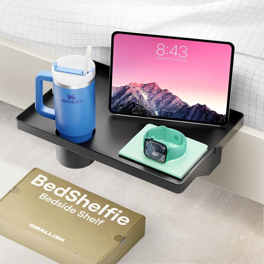 BedShelfie Bedside Shelf for Bunk Bed & Top Bunk, College Dorm Room Essentials, Clip On Nightstan... | Amazon (US)
