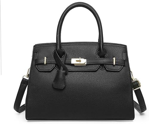 Women's Top Handle Satchel with Detachable Strap Ladies Designer Leather Crossbody Bag (B-Black) | Amazon (US)