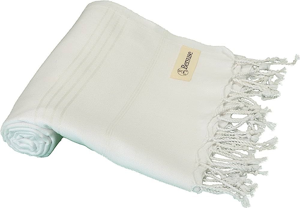 Bersuse 100% Cotton Anatolia Turkish Towel - 37x70 Inches, White | Amazon (US)