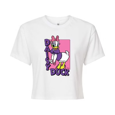 Women's Disney Daisy Duck Cropped Graphic T-Shirt - White - X-Large | Target