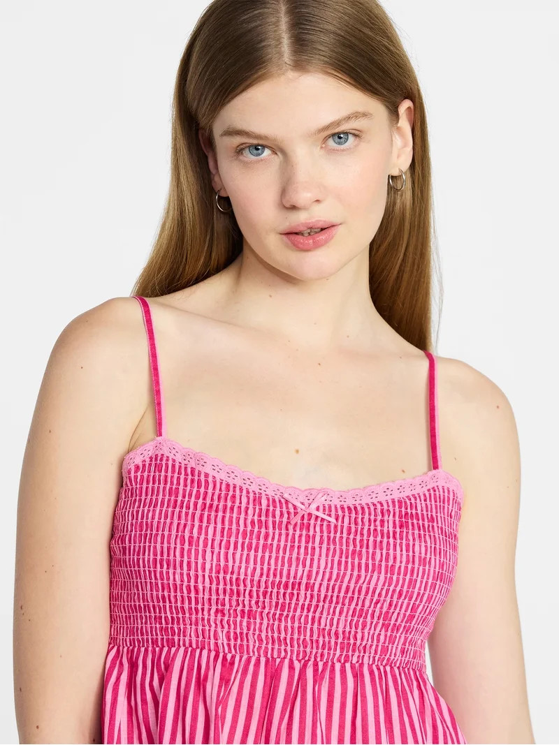 No Boundaries Cotton Smocked Baby Doll Tank Top, Women's XXS-XXXL | Walmart (US)