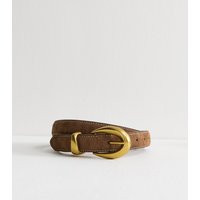 Brown Faux Suede Contrast Stitch Belt New Look | New Look (UK)