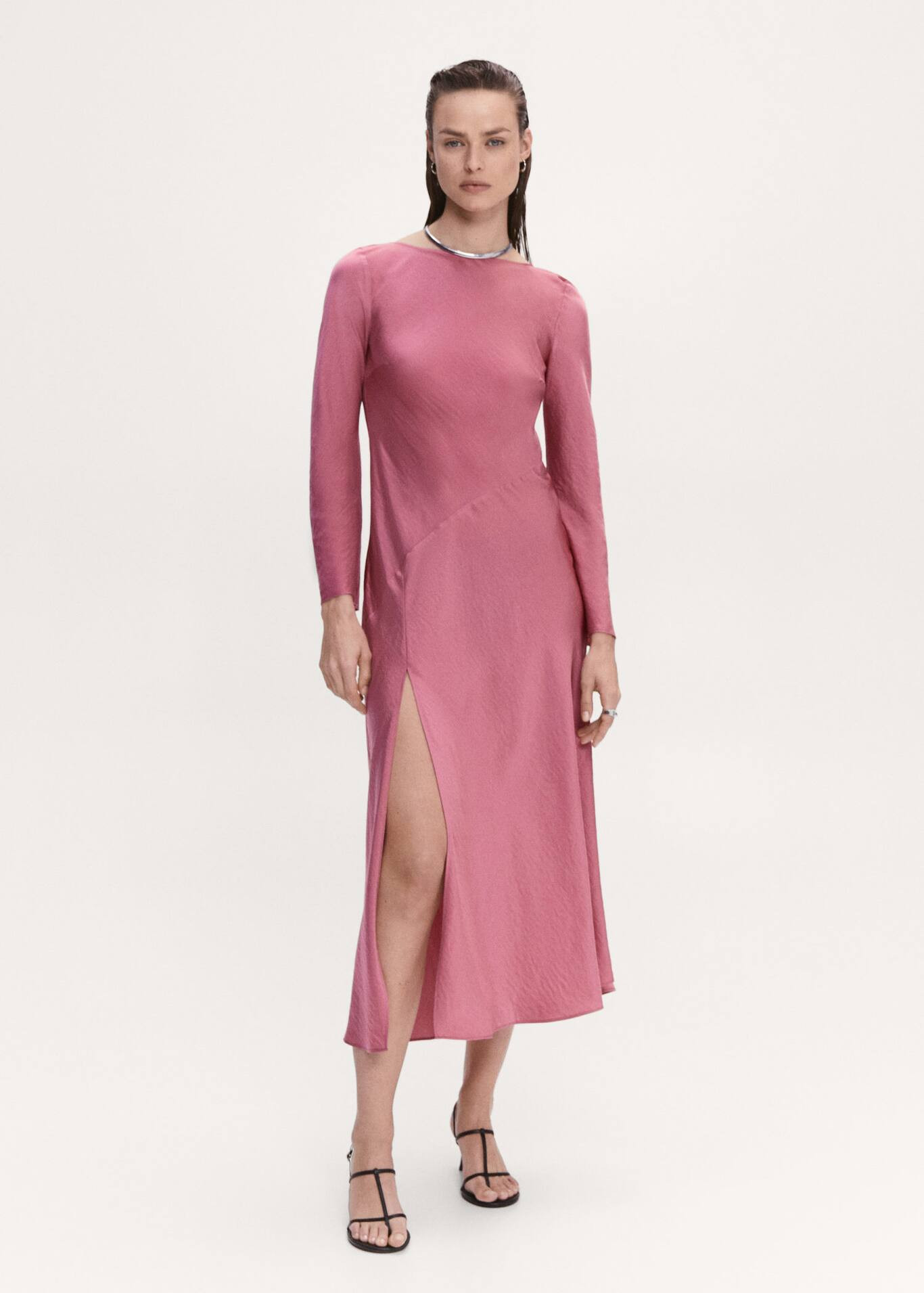 Side-slit satin dress -  Women | Mango USA | MANGO (US)