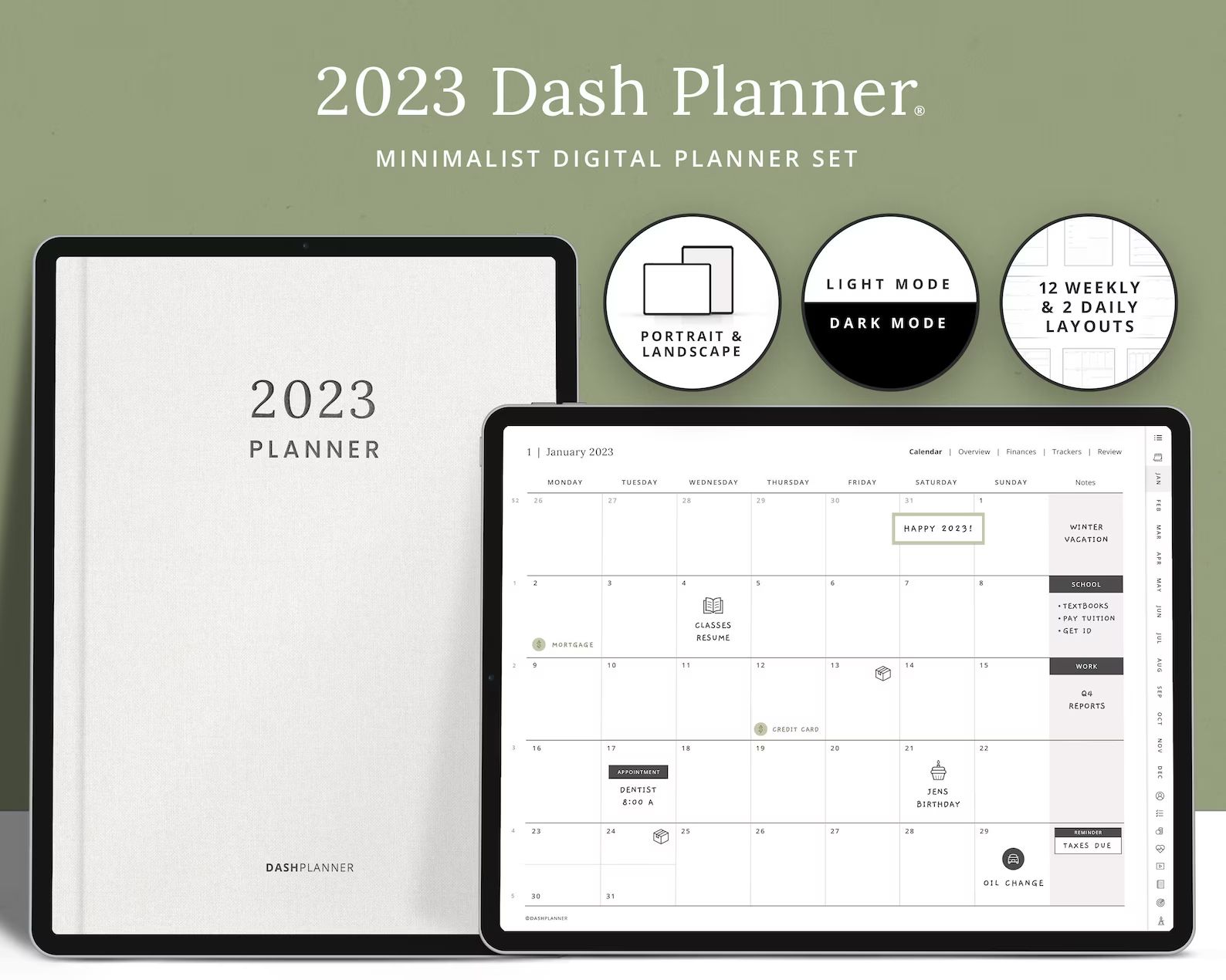 2023 Digital Planner - Dash Planner - Monthly, Weekly & Daily iPad Agenda - Dated Bullet Journal ... | Etsy (US)