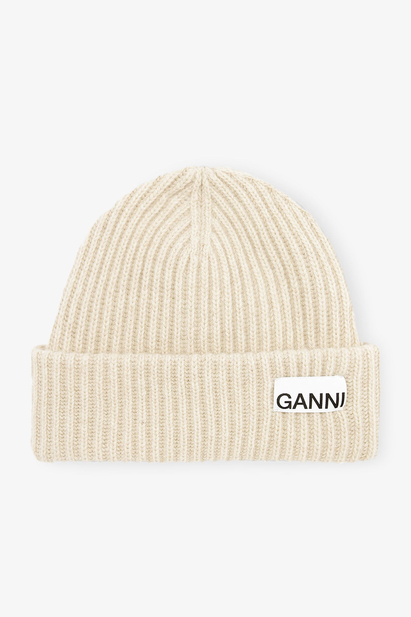 Oversized Wool Rib Knit Beanie | Ganni