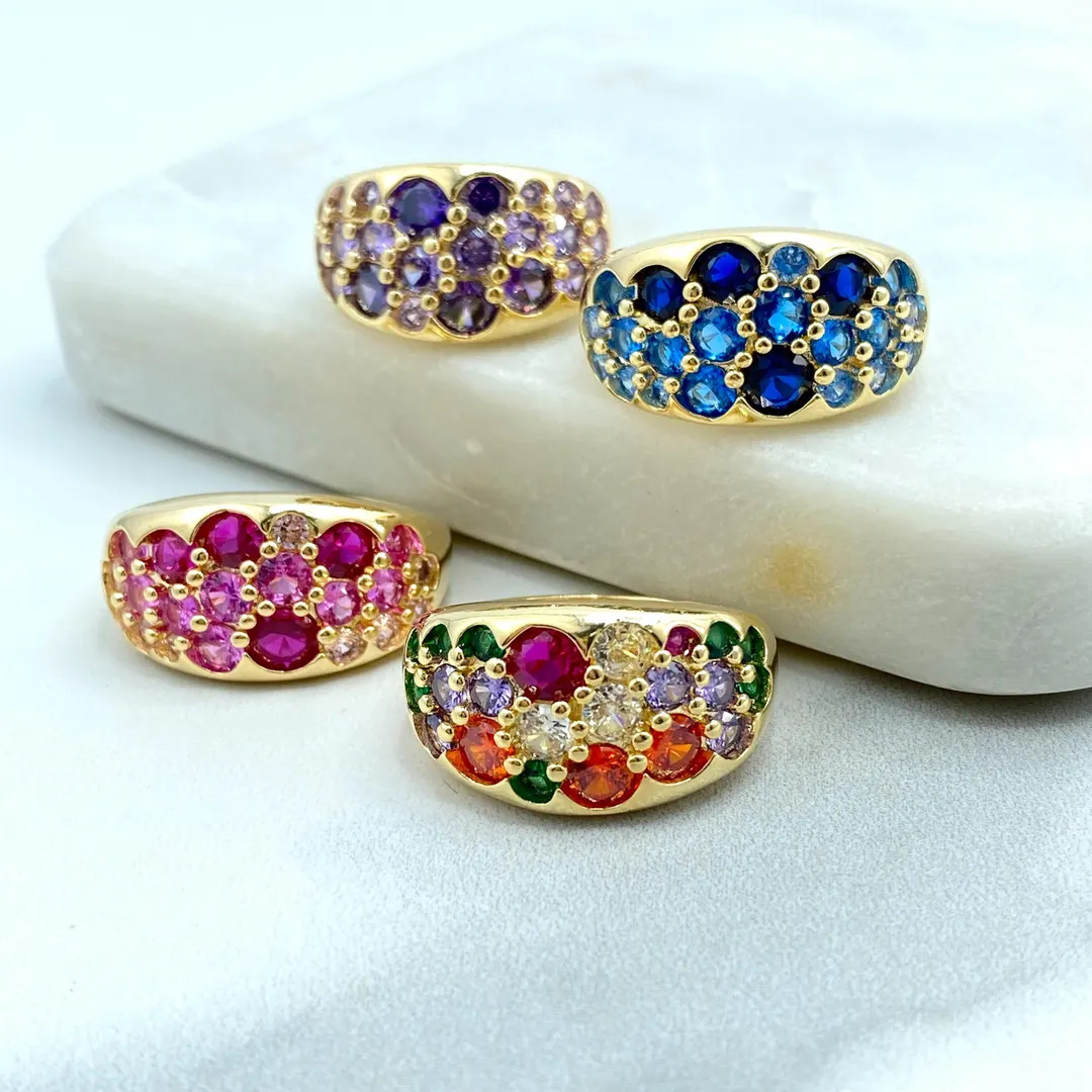 18k Gold Filled Multi Gemstone Ring, Colorful Gemstone Statement Ring, Pink, Purple, Blue or Colo... | Etsy (US)