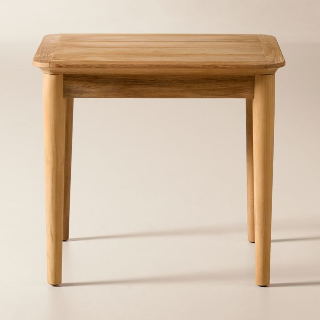 Tide Square Teak Outdoor Side Table | CB2