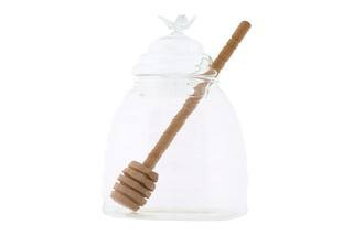 Hello Honey® Clear Honey Pot with Lid & Bamboo Dipper Set | 3.8" x 3.8" x 5" | Michaels® | Michaels Stores
