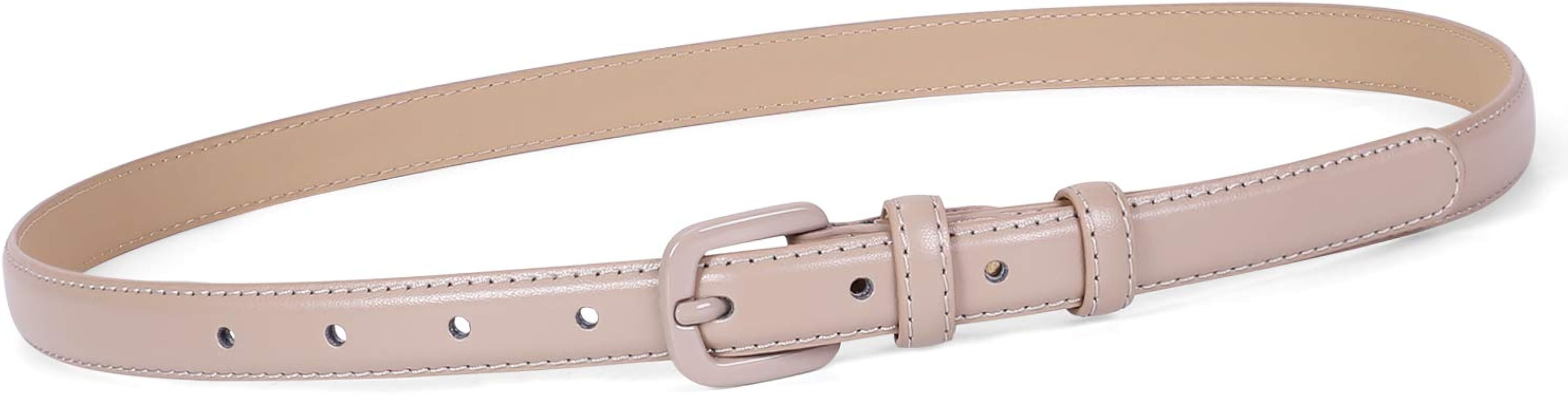 WHIPPY Women Skinny Leather Belt Thin Waist Jeans Belt for Pants in Pin Buckle Belt | Amazon (US)