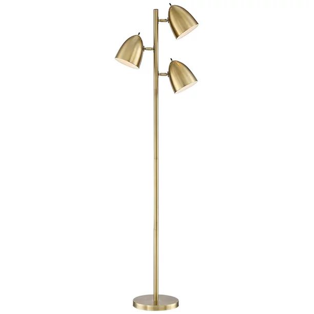 360 Lighting Mid-Century Modern Aged Brass 3-Light Tree Floor Lamp with Adjustable Dome Shades | Walmart (US)