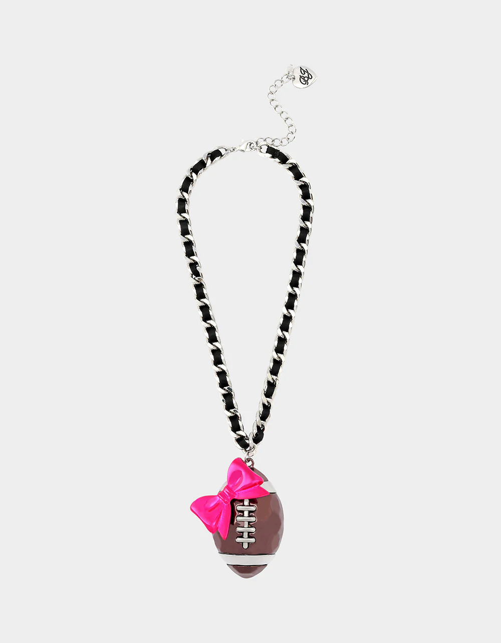 RIBBON FOOTBALL PENDANT PINK Women's Football Pendant Necklace | Betsey Johnson