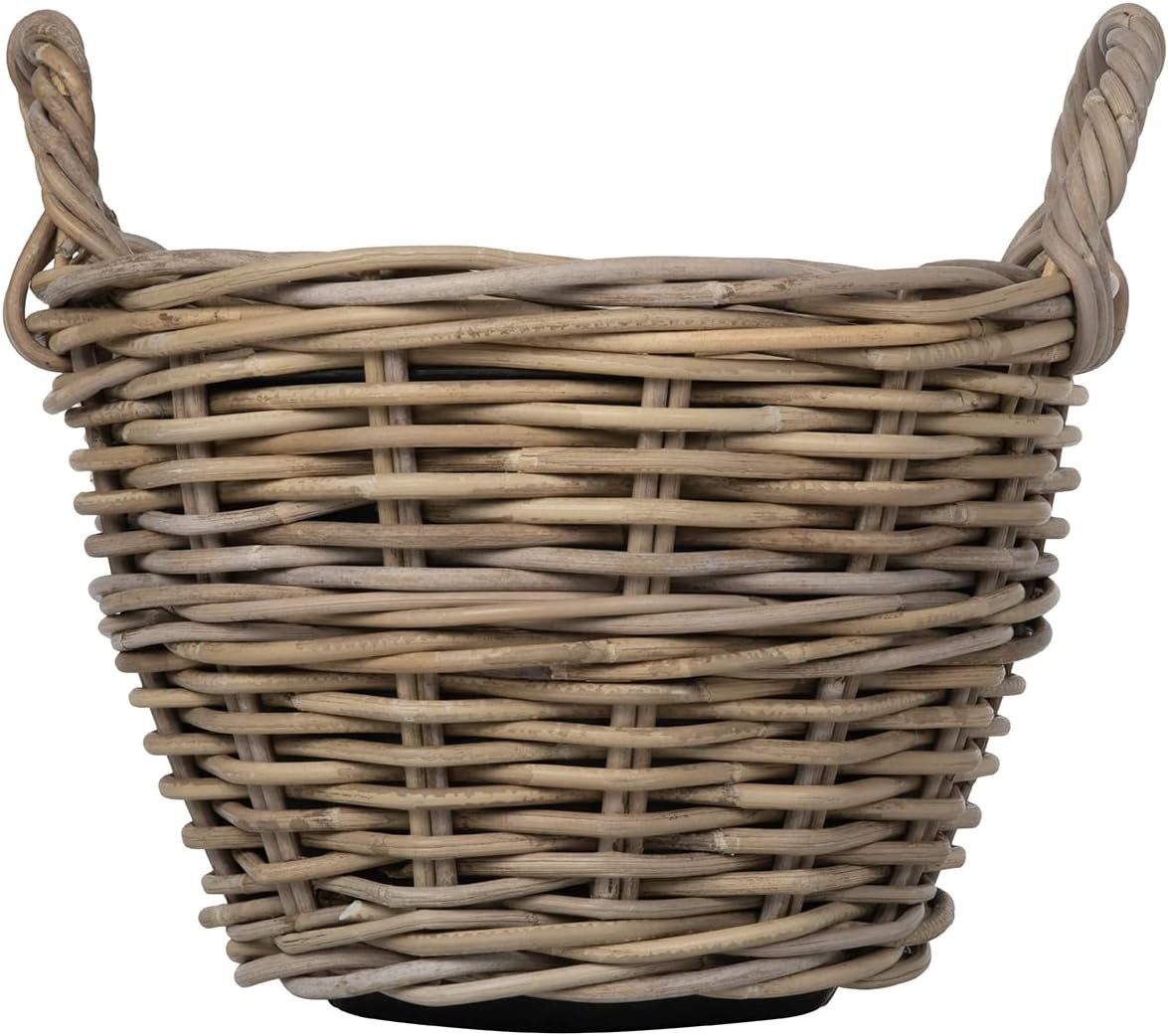 Rattan Kobo Indoor Outdoor Planter Basket with Ear Handles Plastic Pot Small 4 Gallon Soil Capaci... | Amazon (US)