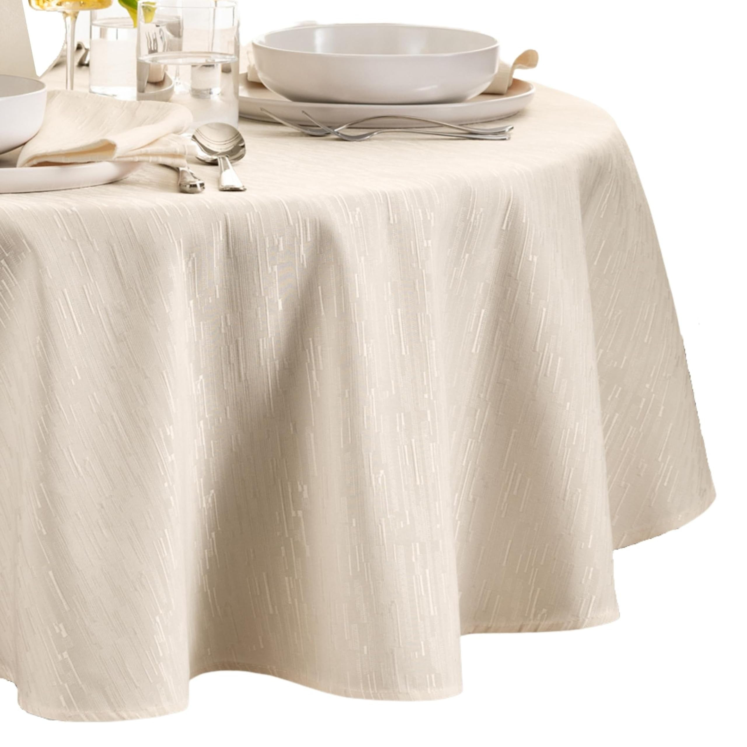 Elrene Home Fashions Continental Solid Texture Water, Stain & Wrinkle Resistant Tablecloth, 70" R... | Amazon (US)