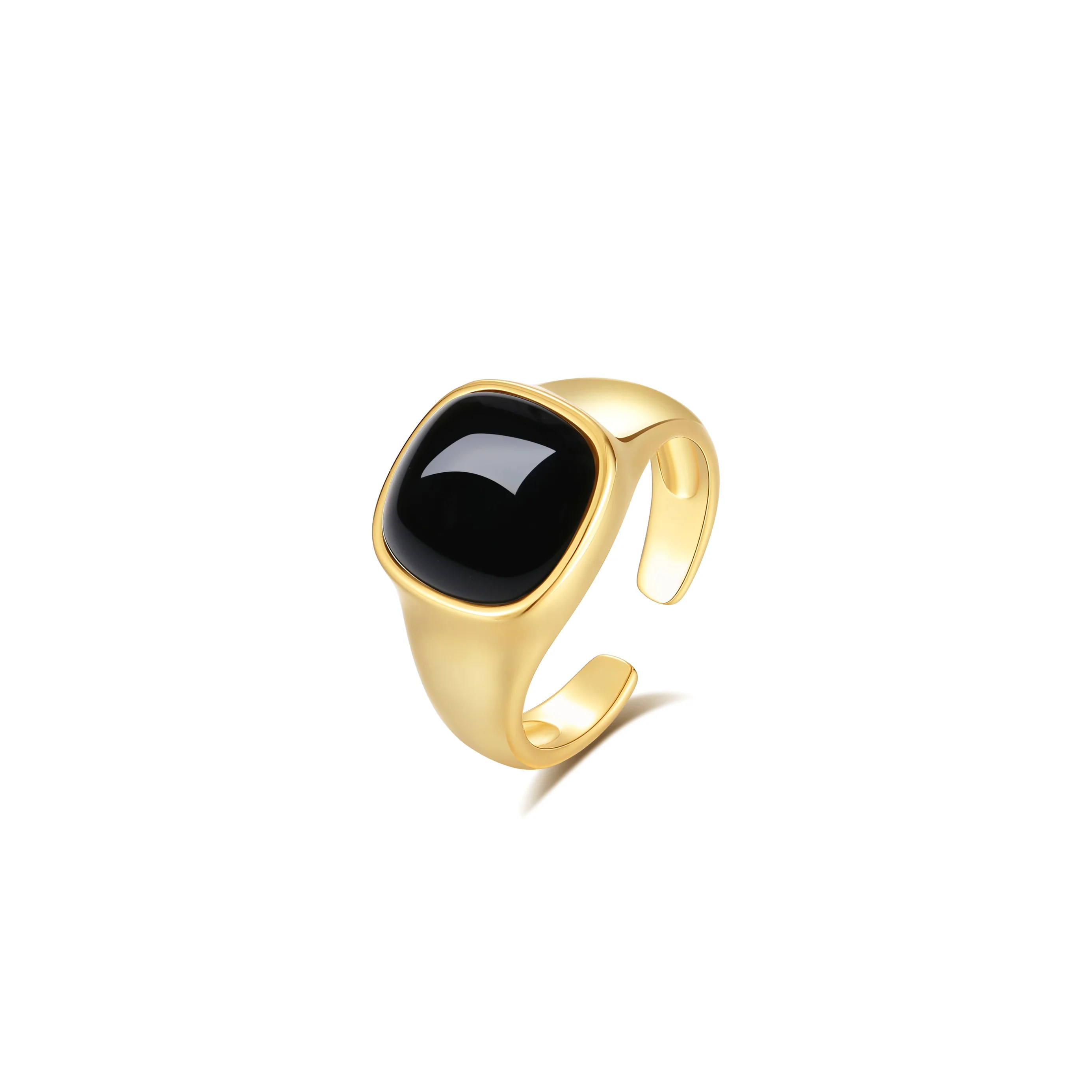 「Nocturne」Black Onyx Square Ring | Suihe Jewelry