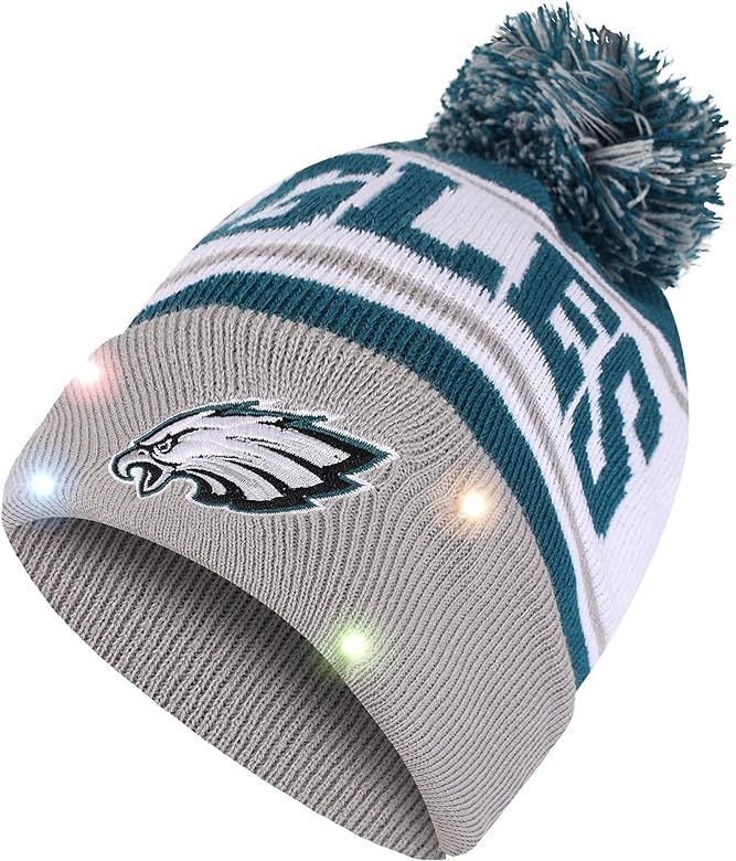 FOCO Men's NFL Team Logo Light Up Skull Winter Knit Cap Beanie Hat | Amazon (US)