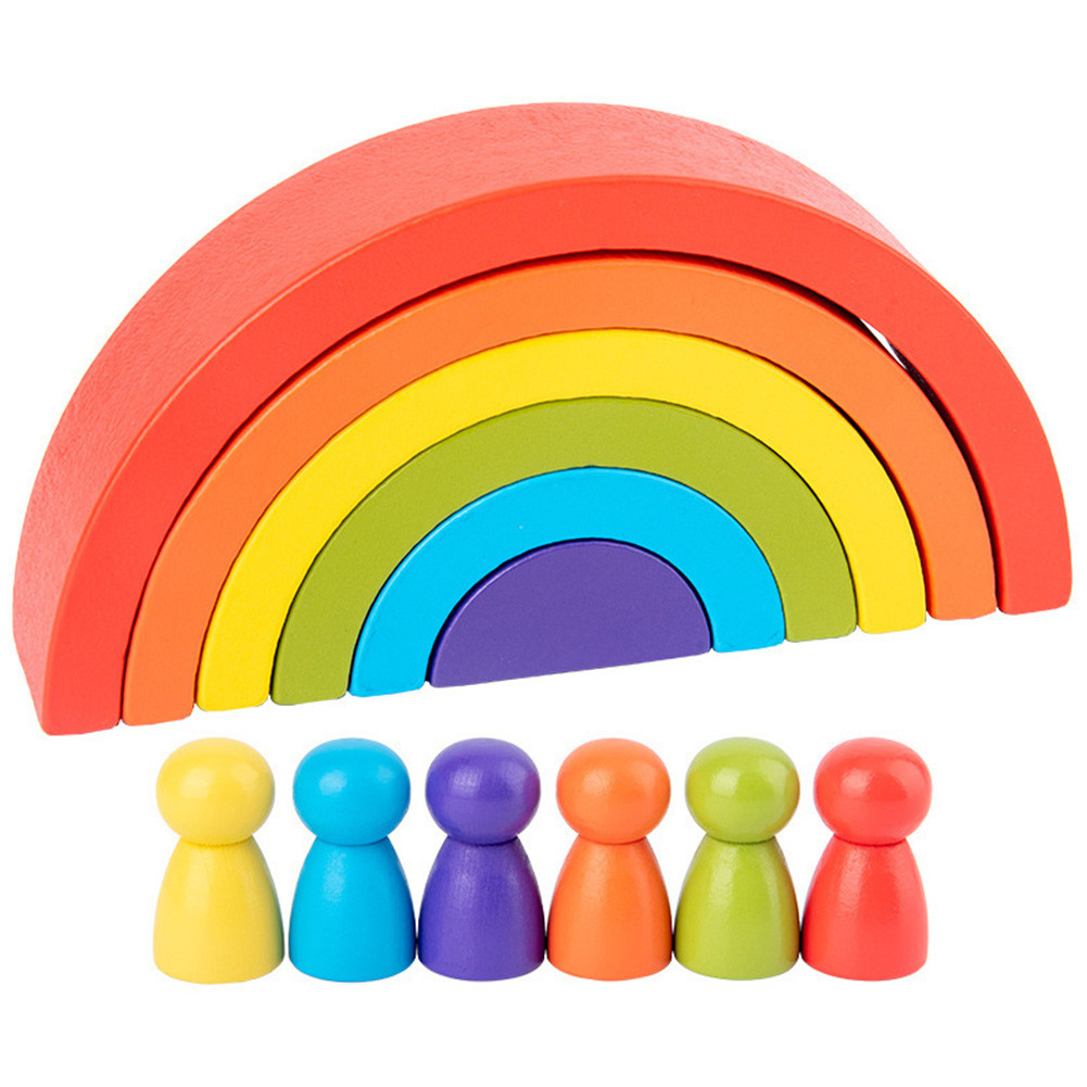ASCZOV Stacking Toy Wooden Rainbow Building Blocks Montessori DIY Learning For Kids - Walmart.com | Walmart (US)