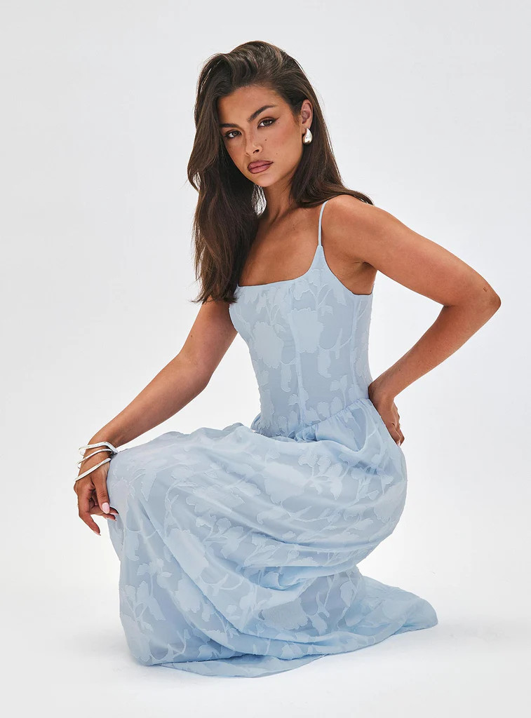 Angeleina Maxi Dress Blue Floral | Princess Polly US
