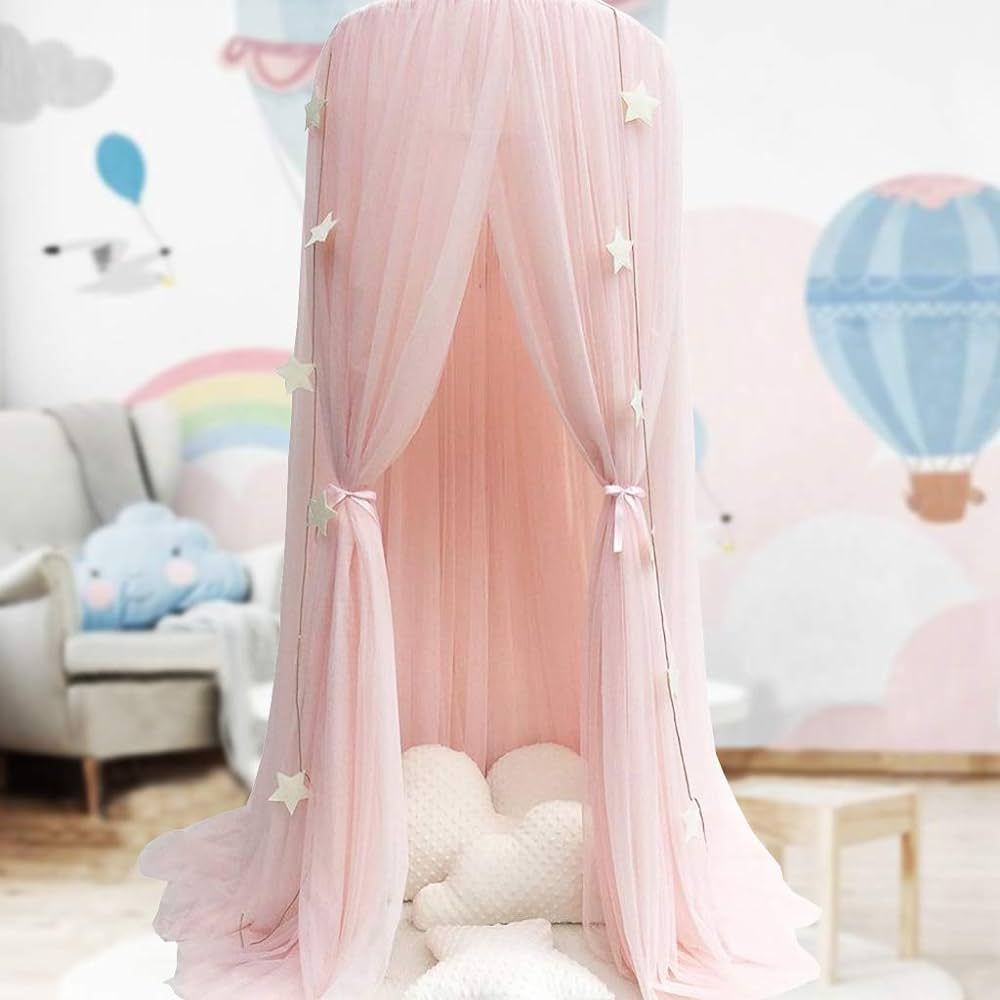 Bed Canopy for Girls - Princess Bed Canopy Mosquito Net Nursery Play Room Decor Dome Premium Yarn... | Amazon (US)