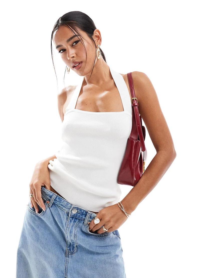 NA-KD neck detail bandeau top in off white | ASOS (Global)
