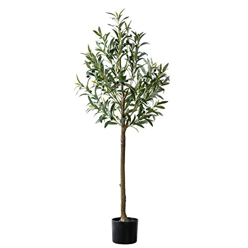 Olive Trees Artificial Indoors 4ft, Faux Olive Trees Fake Tree with Silk Leaves and Fruits, 47.3" Tall Artificial Trees Plants for Living Room Home Decor Indoor Housewarming Gift | Amazon (US)