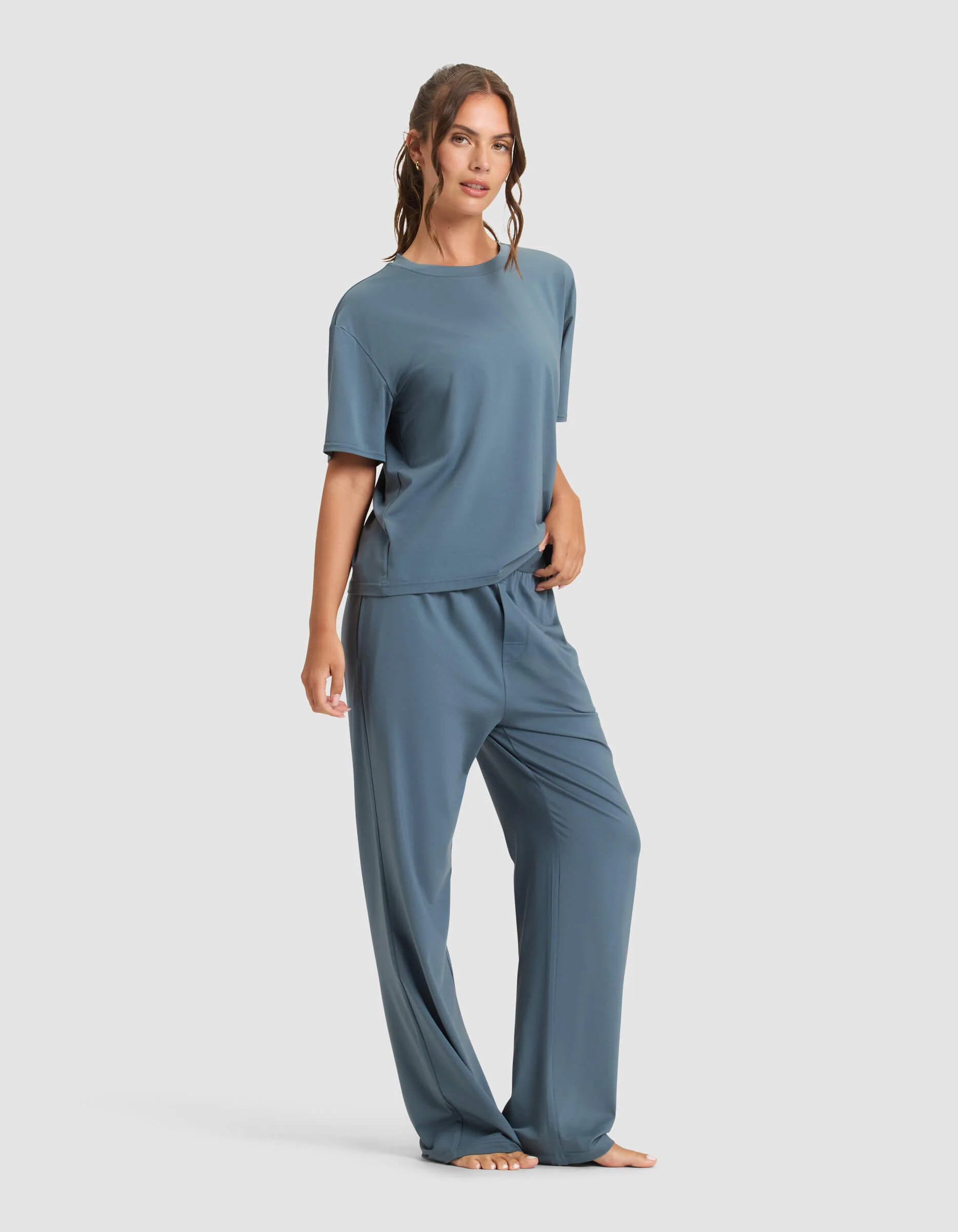 Women's First Layer Pajama Short Sleeve T-Shirt & Pants Set in Dawn (Size: XL) - Cozy Earth | Cozy Earth