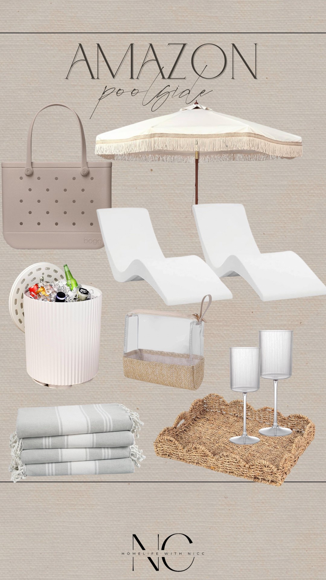 Amazon poolside essentials!
Pool lounger
Patio umbrella
Bogg bag
Neutral pool towels
Cooler side table
Plastic wine glasses
Sunscreen bag
#amazon #amazonoutdoor #amazonpoolside #beachessentials #poolessentials #amazonsummer

#LTKStyleTip #LTKSeasonal #LTKHome