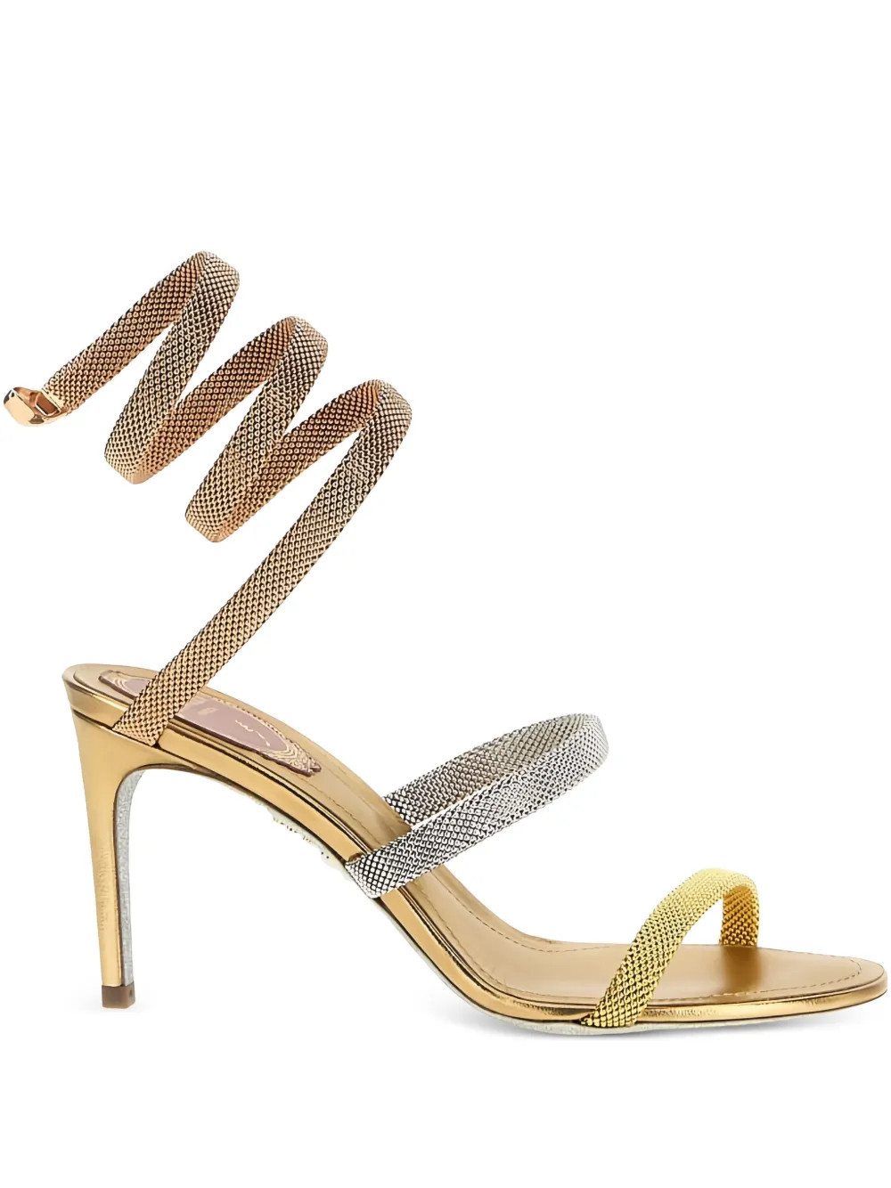 René Caovilla 105mm Cleo spiral-strap metallic sandals - Gold | Farfetch Global