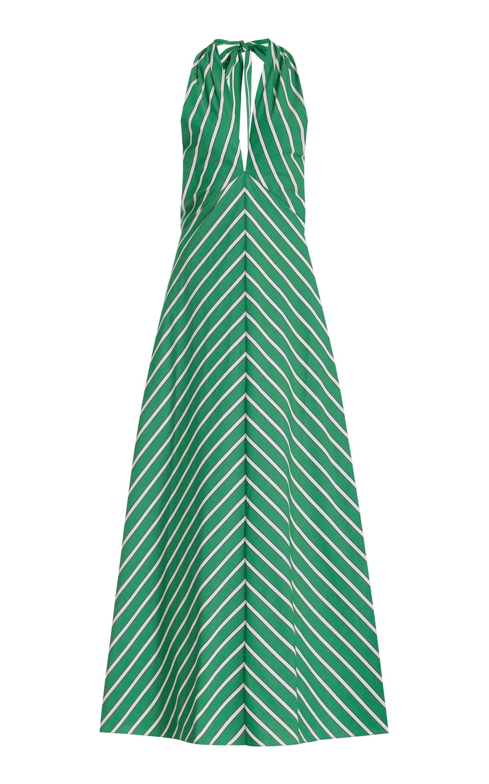 Dawn Striped Stretch-Cotton Halter Maxi Dress | Moda Operandi (Global)