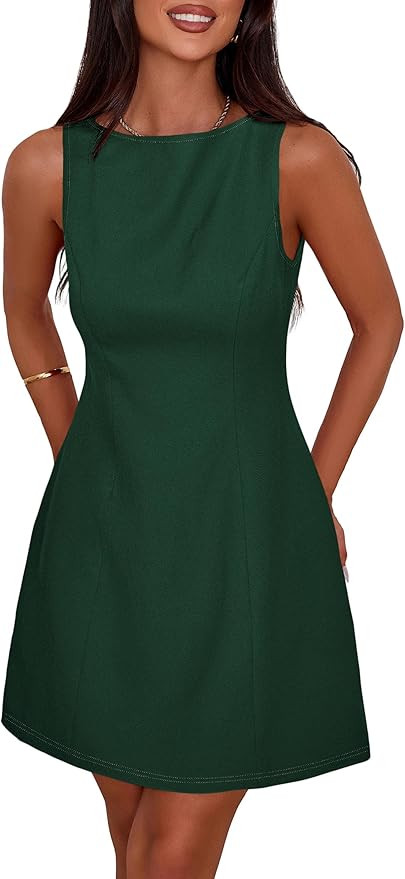 PRETTYGARDEN Womens Formal Short Dresses 2026 Summer Sleeveless Boat Neck A Line Elegant Mini Coc... | Amazon (US)