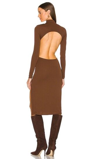 Emra Midi Dress in Chocolate Brown | Revolve Clothing (Global)