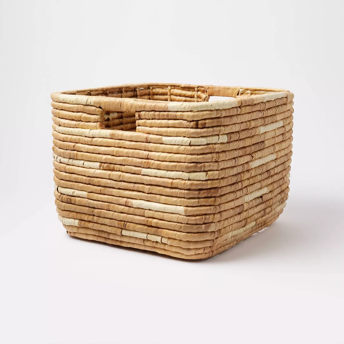 XL Woven Water Hyacinth Crate with Cream Accents - Threshold™: Decorative XL Basket, Off-White ... | Target